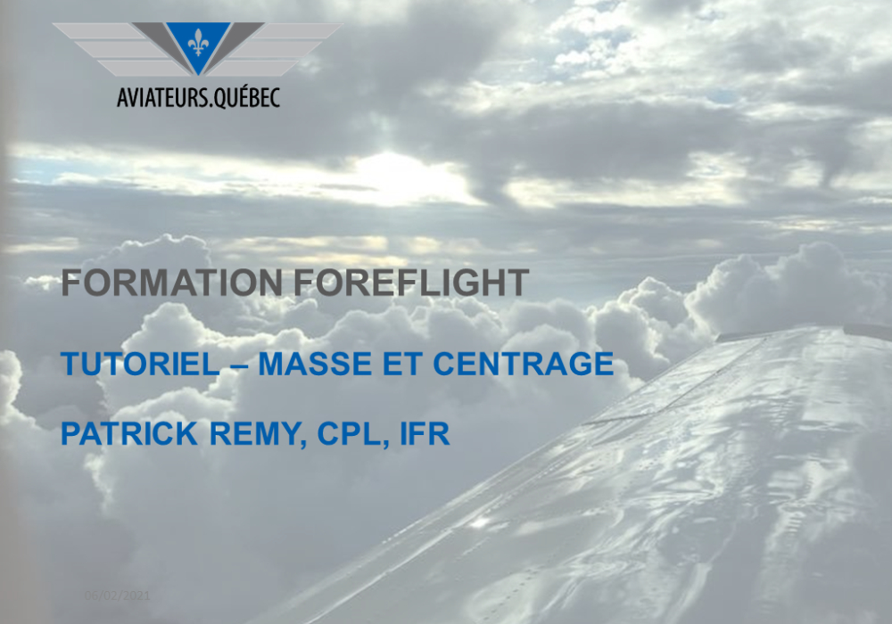 Foreflight - Masse et centrage