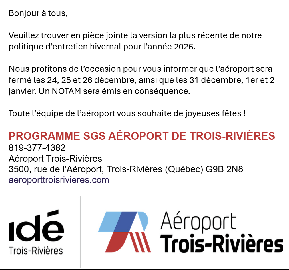 Horaire CYRQ 2025-2026